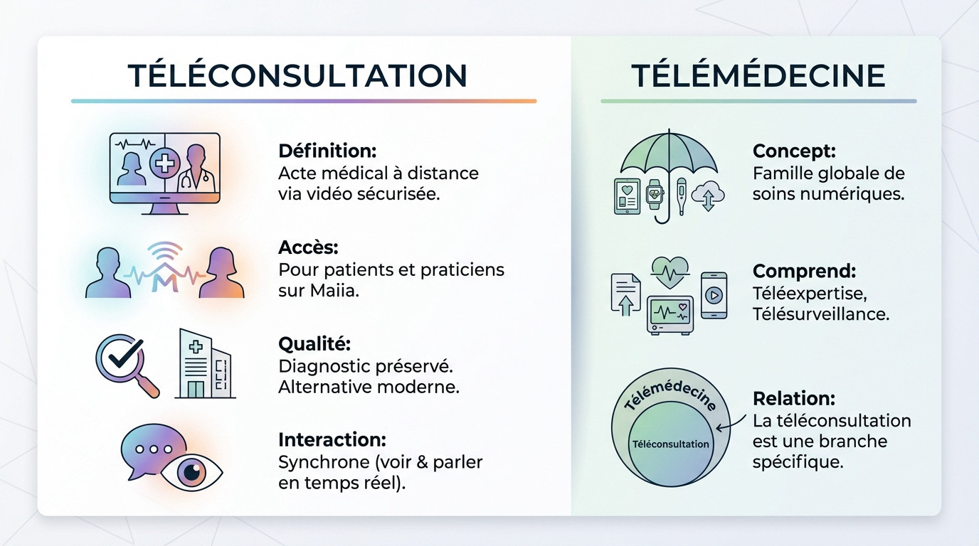 distinction-entre-teleconsultation-et-telemedecine Maiia téléconsultation : étapes et remboursement